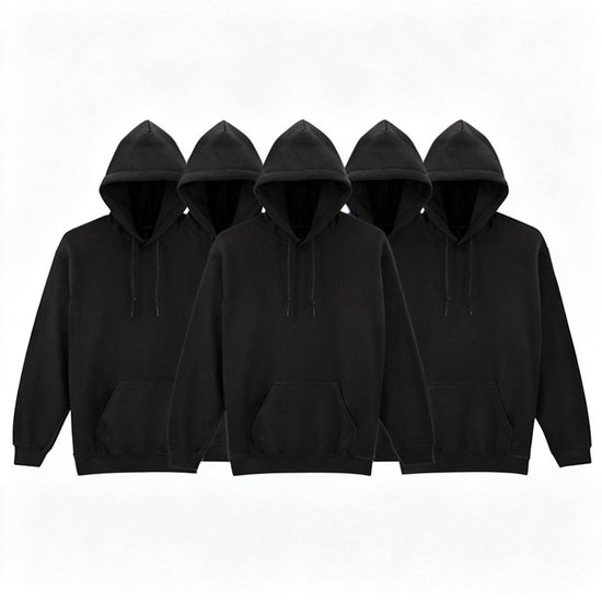 Sweat à capuche Zwart unisexe - Lot de 5 - 5 pièces - Coupe classique - 271 g/m² - Sweat à capuche Blanco Basic - Coupe standard - 50 % Katoen - 50 % polyester - Confortable - Gildan