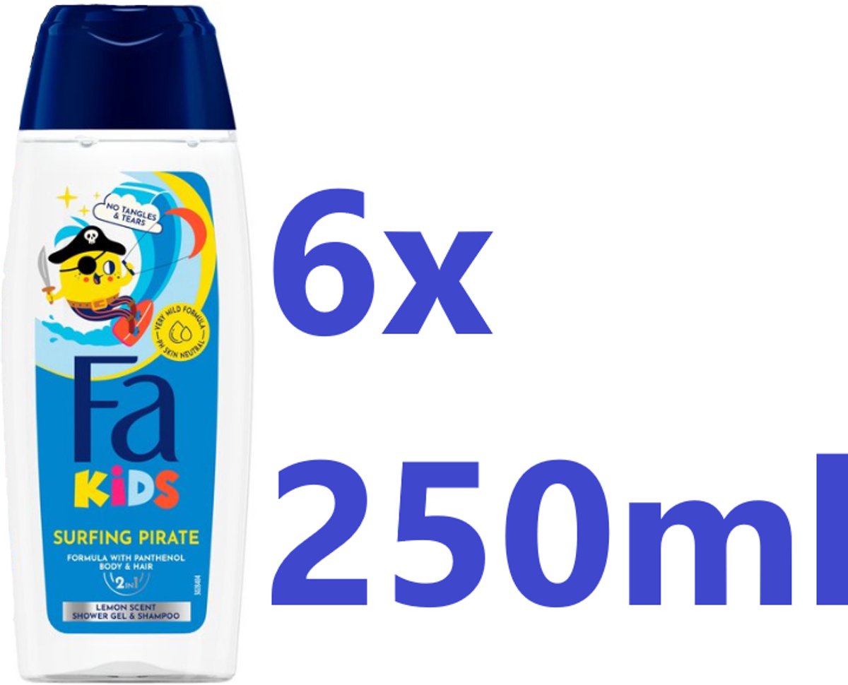 Fa Kids - Douchegel - Surfing Pirate - 6x 250ml - Voordeelverpakking