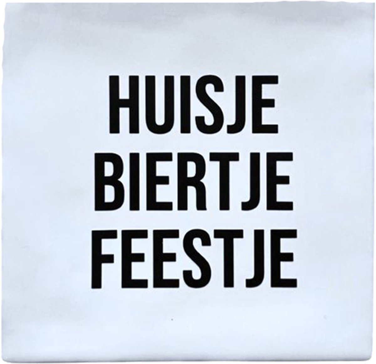 Snoes | Tegeltje "Huisje Biertje Feestje" - Perfect Cadeau voor Housewarming & Feestliefhebbers | Wit Keramiek | 10x10 cm - Inclusief Plakhaakje