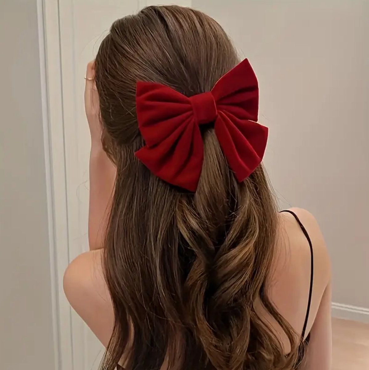 Haarstrik fluweel rood - kerst - haar accessoire- feest - schattig