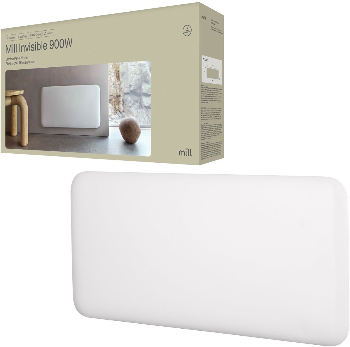 Mill IB900Dn - Paneelvewarming - stalen front - 900 Watt