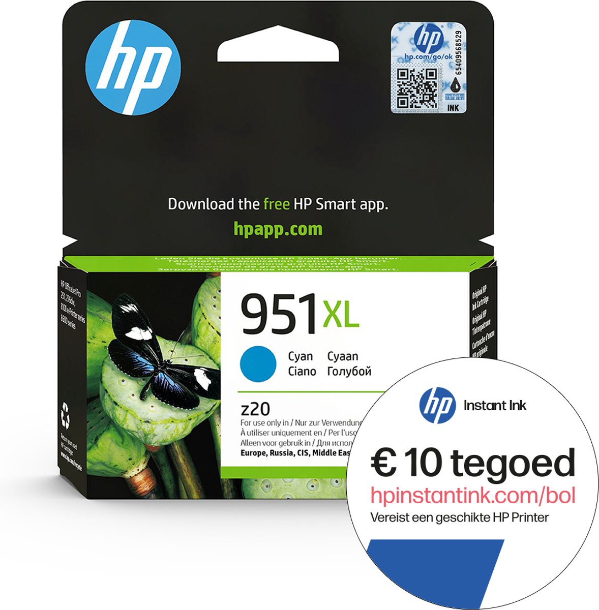 HP 951XL - Inktcartridge Cyaan + Instant Ink tegoed