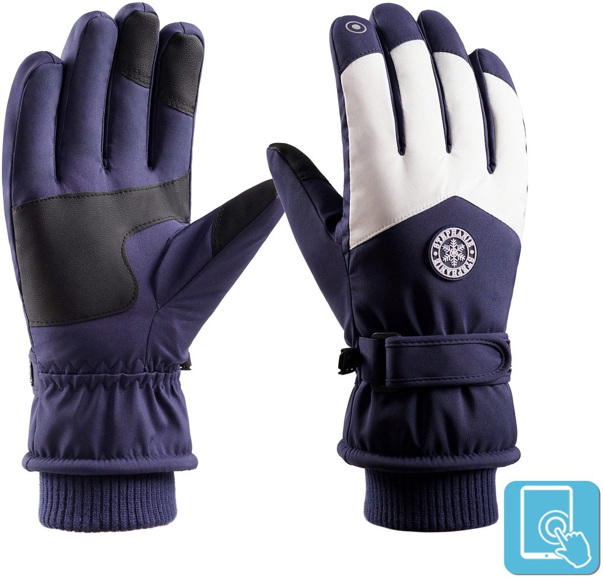 Kraftverdia Ski Handschoenen met Touch Screen Outdoor Winter Handschoenen Waterdicht en Winddicht Geschikt om te skiën en fietsen Blauw