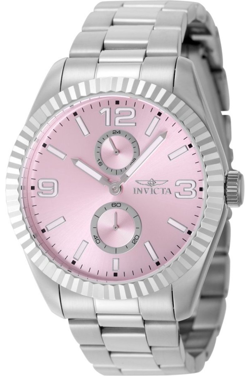 Invicta Specialty 49527 Heren Horloge - Waterdicht - Analoog - Quartz Uurwerk - Roestvrij Staal met roze Wijzerplaat - 43mm