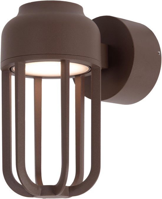 Lucide WELLS - Wandlamp Binnen/Buiten - Ø 10 cm - LED - 1 × 8W 2700K - IP54 - Roest bruin - Essential
