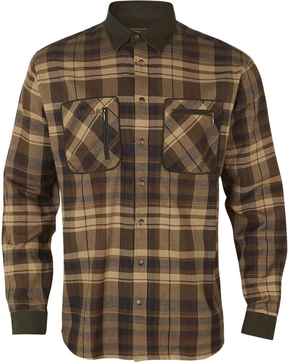 Härkila w/ outdoorhemd jacht hemd flanelle hemd houthakkershemd 2XL Bruin