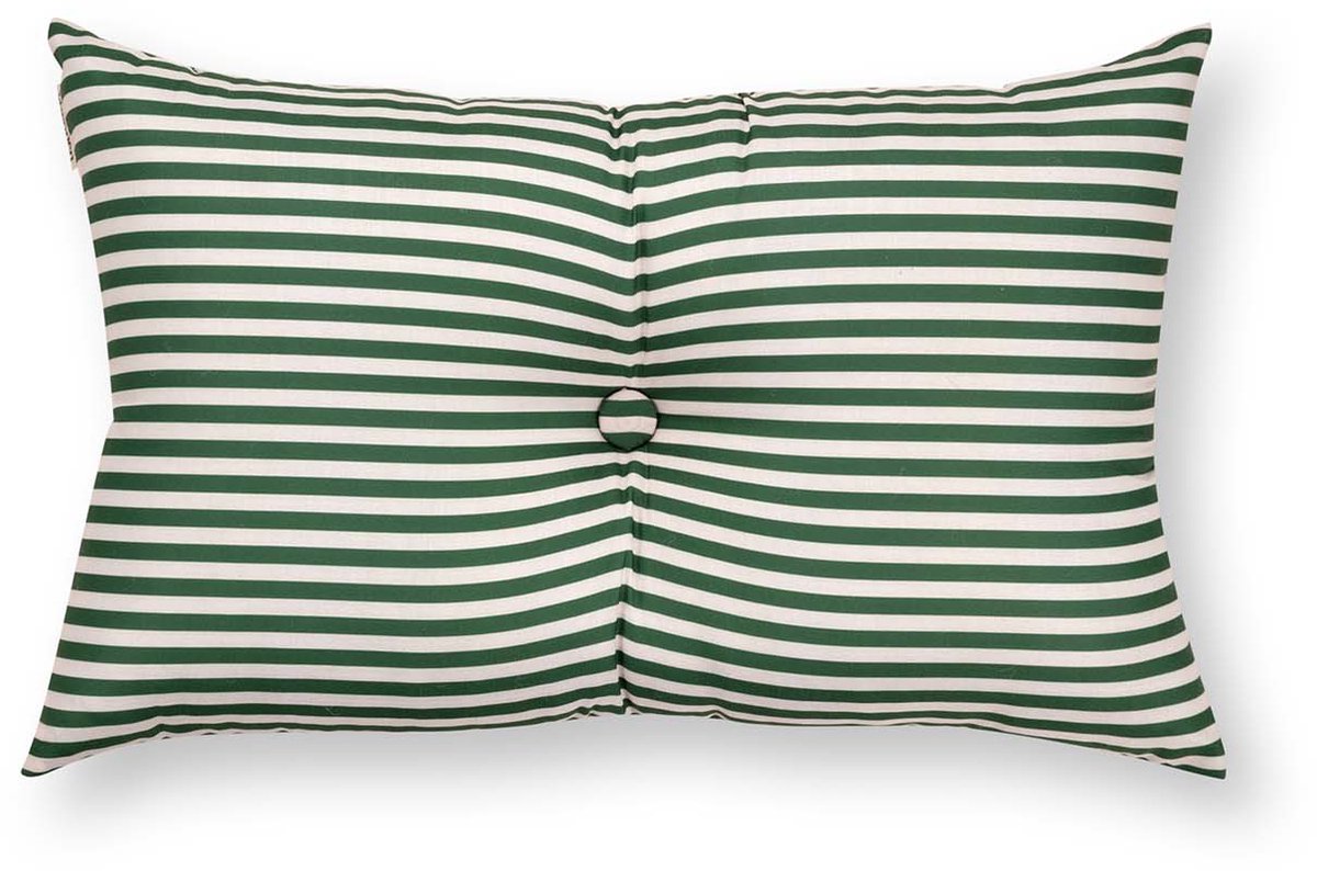 vtwonen Sierkussen - Gestreept - Kussen voor de Woonkamer - Donkergroen - 35x55cm
