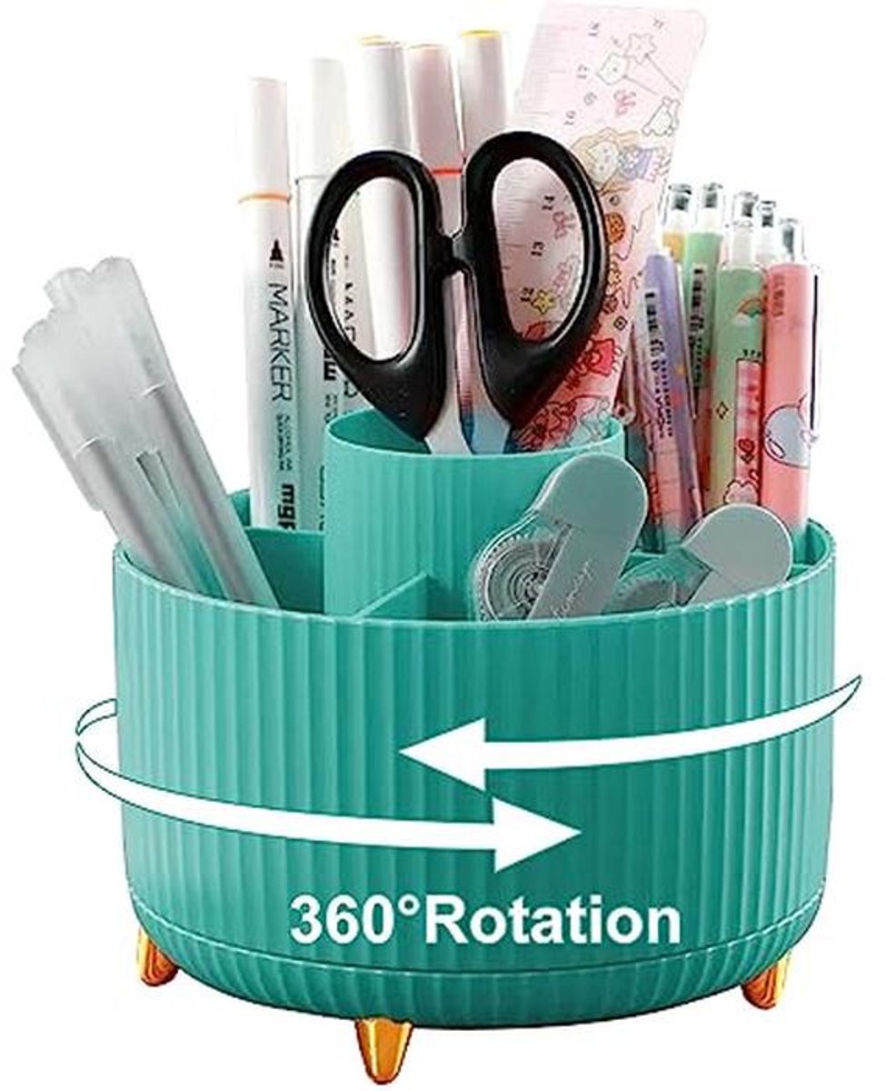 360 Graden Draaibare Bureau-organizer met 5 Sorteervakken voor Pennen en Notities