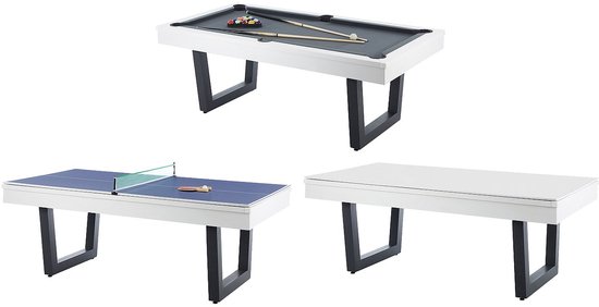 Vente-unique Transformeerbare tafel - Biljart & pingpong - Wit en zwart - L213,4 x D111,8 x H78,5 cm - MELIAN L 213.4 cm x H 78.5 cm x D 111.8 cm van MELIAN — afbeelding 2
