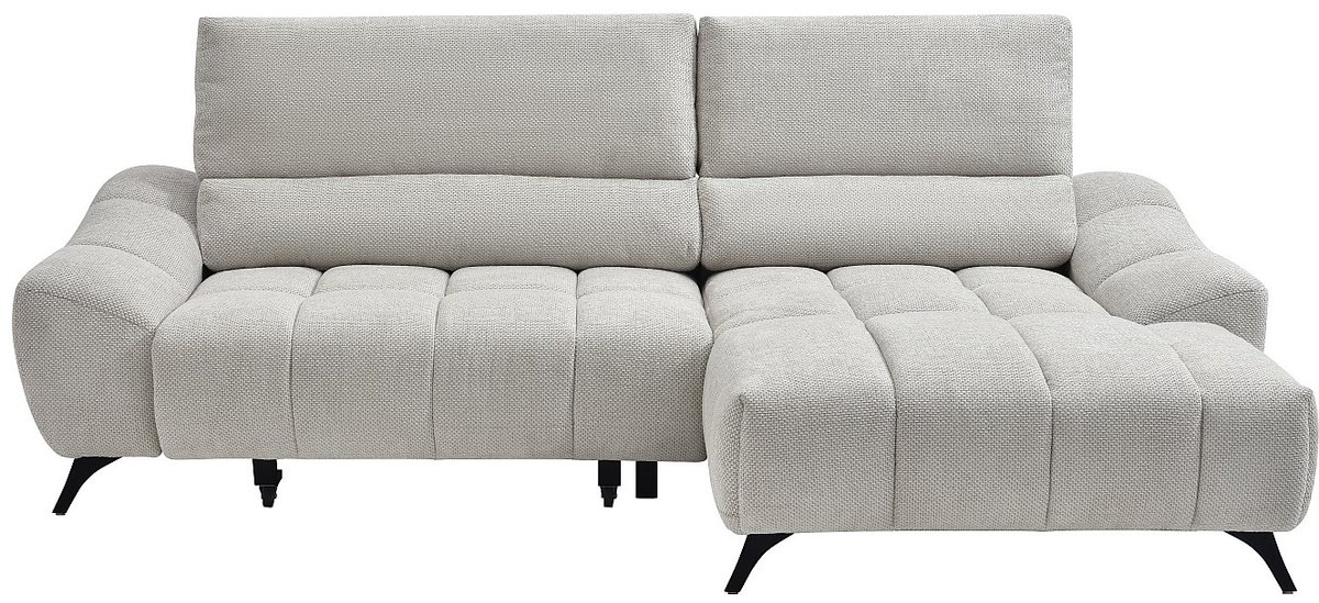 Vente-unique Hoekbank rechts met relaxfunctie en verschuifbare zitting in beige stof ELOSIA