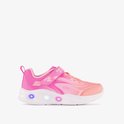 Roze Skechers S-Lights sneaker met klittenbandsluiting en lichtjes in de zool. De sneaker heeft een oranje/roze kleurverloop.