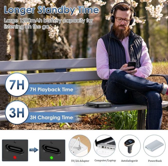 Draagbare Bluetooth-cd-speler met USB-C-snelladen - Ultradun en compact - Ondersteunt MP3/WMA-formaten - Geschikt voor zowel reizen als thuisgebruik - Paars — afbeelding 5