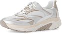 Wit leren Gabor sneaker met zilverkleurige en beige accenten en een crèmekleurige zool.