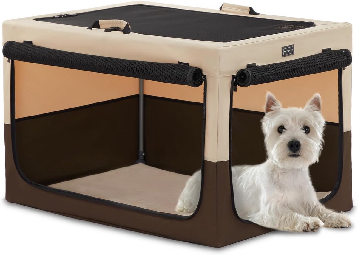 Opvouwbare Hondenbox voor Kleine Honden en Katten - Verstelbare Autotransportbox met Veiligheidsgordel