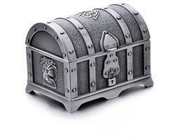 AVESON Rechthoekige vintage metalen schatkist snuisterij sieradendoos sieraden organizer opbergdozen ringetui cadeau voor meisjes dames vrouwen, klein, oude tinkleur