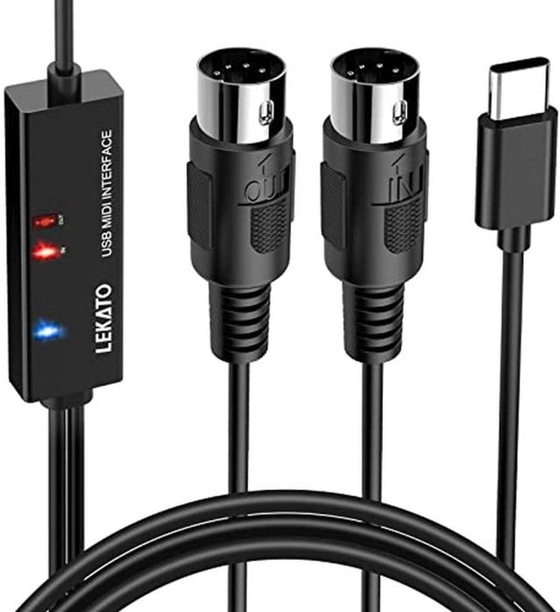 Type-C MIDI Kabel voor Muziekinstrumenten - 6.5Ft Adapter naar PC/Mac/Laptop