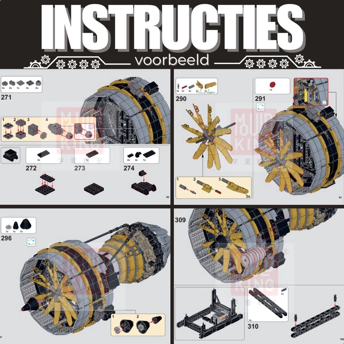 Mould King - 10141 Icons Technic Vliegtuig Straal motor | Speed champions modelbouw | Creator classic bouwpakket compatibel met lego of mega bloks | Technische speelgoed ideas voor expert volwassenen & kinderen | 2256 bouwstenen modelbouw — afbeelding 10