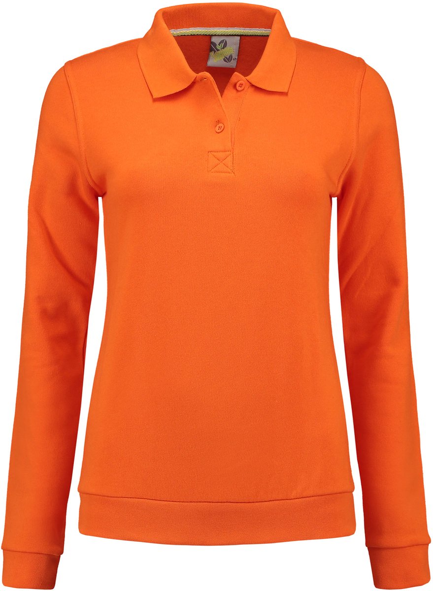 Lemon & Soda polosweater voor dames in de kleur oranje in de maat M.