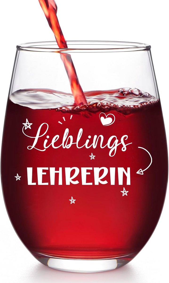 Gepersonaliseerd wijnglas met gravure voor lerares - origineel bedankje