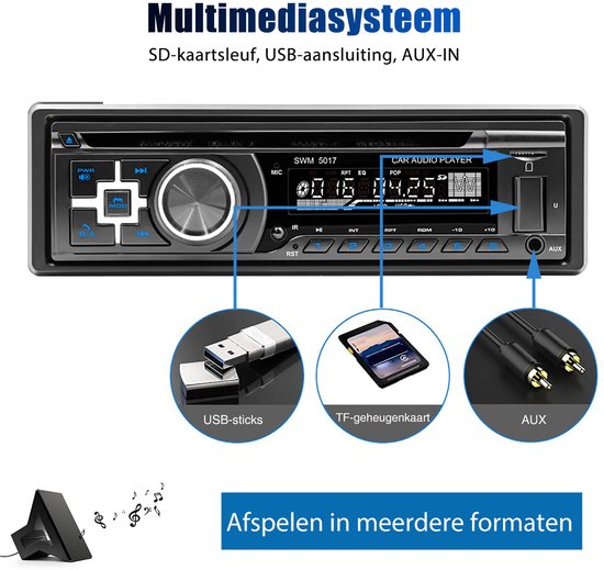 ESSGOO Autoradio avec lecteur CD - Bluetooth - Lecteur MP3 - USB AUX Bluetooth - Appels mains-libres - Radio FM - simple 1 DIN
