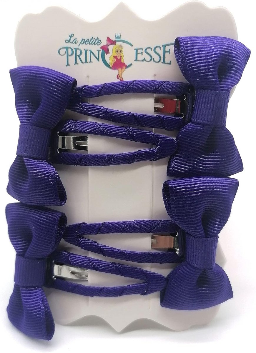 Set van 8 Haaraccessoires voor Meisjes - Haarsstrikken, Haarklemmen en Clips in Paars
