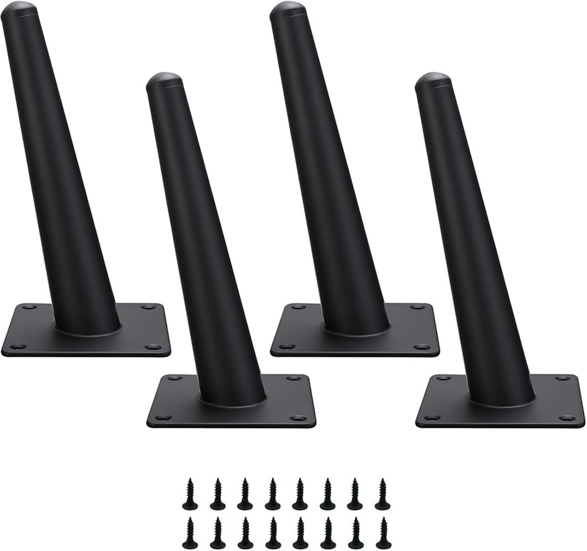 Zwarte metalen meubelpoten - 4 stuks, 15 cm hoog, voor salontafel, tv-kast en meer
