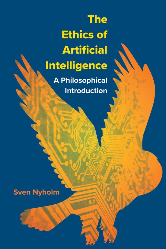 Livre 'The Ethics of Artificial Intelligence' avec un oiseau orange illustré de circuits imprimés.