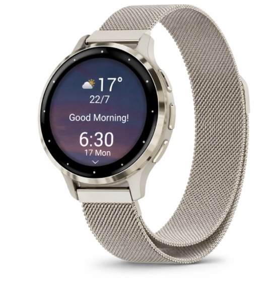 By Qubix Garmin Vivoactive 4s - Venu 2s - Vivomove 3s - Forerunner 255s - Bracelet milanais - Or Vintage