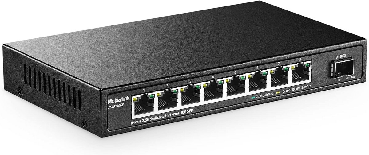 8-poorts 2.5G Ethernet Switch met 10G SFP - Ventilatorloze Netwerkswitch voor Hoogwaardige Verbinding