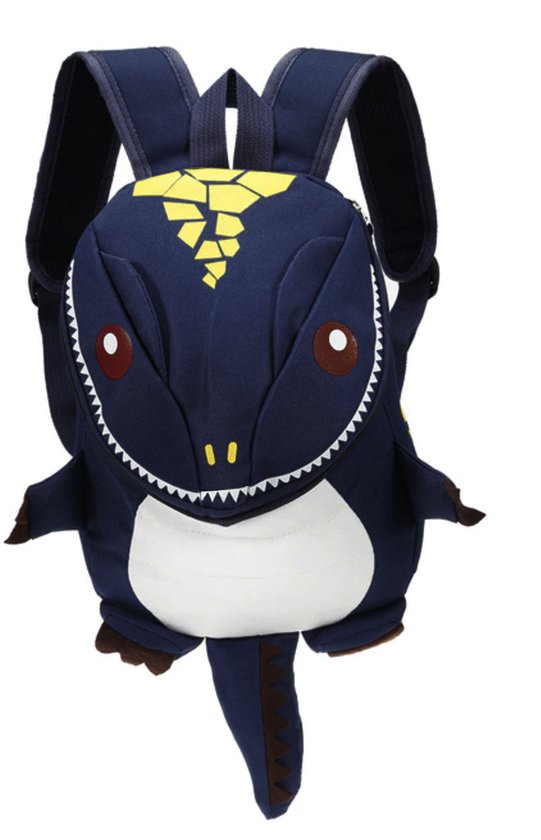 KIMU Rugtas Dino Donkerblauw - Kleine Rugzak Dinosaurus Monster Tas T-Rex - Rugtasje Jongen Veilige Schooltas Kinderen Kindertas Gymtas Kind Klein Festival