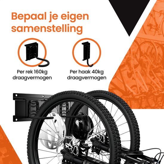 Fiets Ophangsysteem 4 fietsen - fiets haak - fiets ophangbeugel - fiets Muurbeugel - fietsenrek - tot 160kg van Merkloos — afbeelding 4