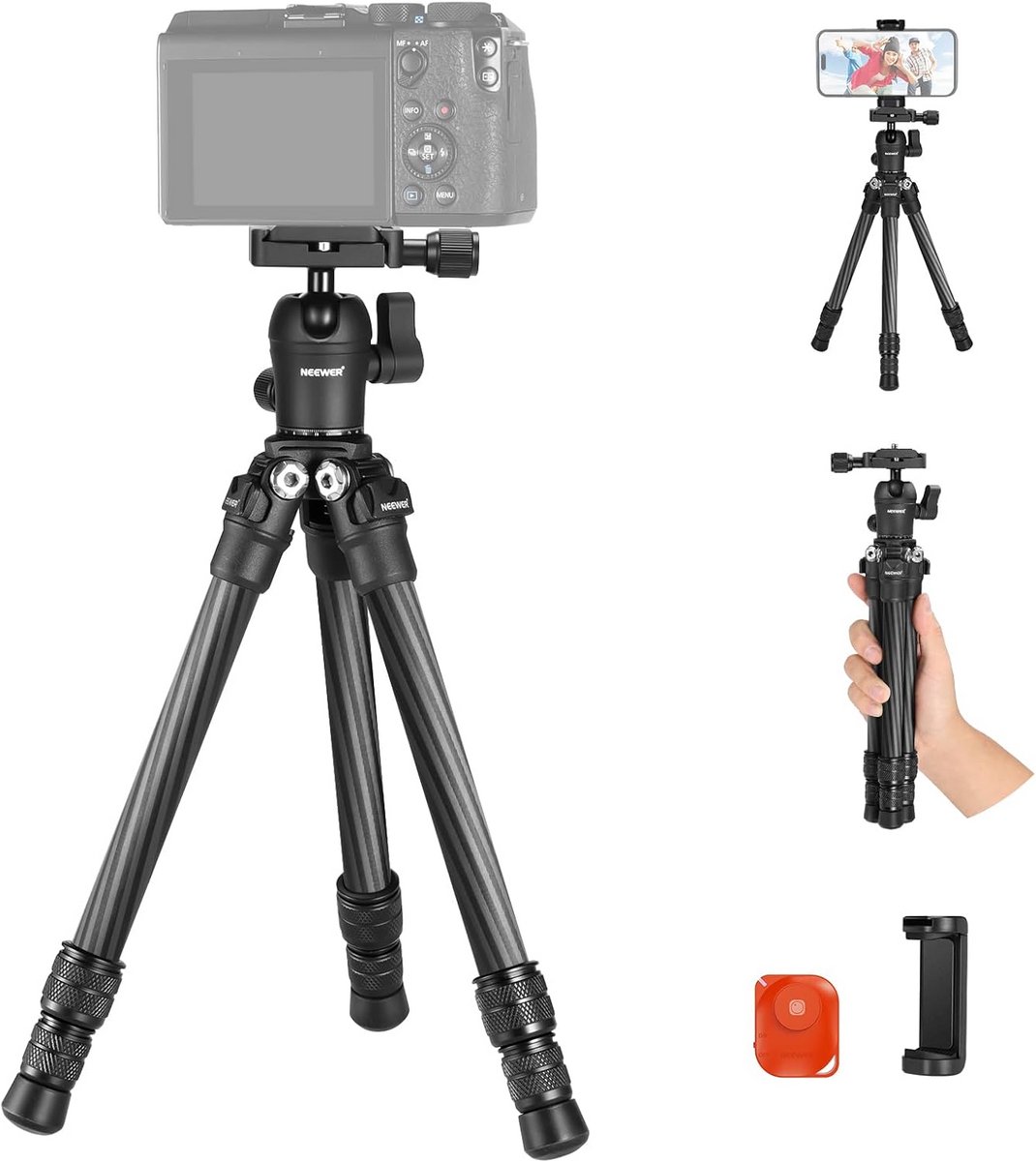 Koolstofvezel Mini Statief voor Telefoon en DSLR Camera - Lichtgewicht en Compact voor Reizen