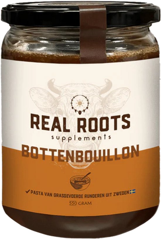 Real Roots Bottenbouillon - Bone Broth - Superfood - Rijk aan collageen en essentiële aminozuren - 55 gram