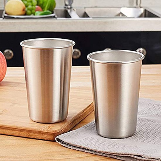 4 stuks - Geïsoleerde mok van roestvrij staal - Stapelbare metalen mokken - Koffiemok - Metalen mok - Mokken van roestvrij staal - Kampeermokken - Koffiemokken van roestvrij staal - 500ml - Geschikt voor verjaardagen, picknicks, feesten — afbeelding 2