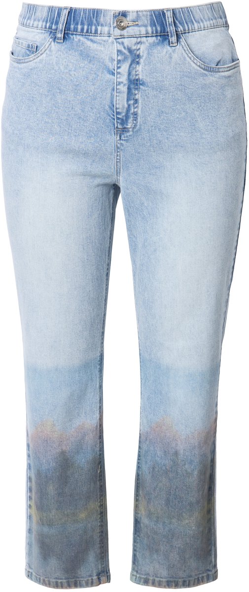 Studio Untold - Dames - Mom-jeans wide legs bedrukte zoom 5-pocket - Licht blauw denim - Maat 46
