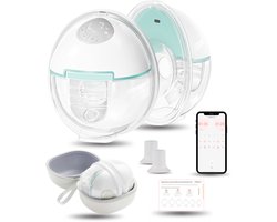 Youha Evera Dubbele Borstkolf - Handsfree Elektrische Borstkolf - Draadloos - 6 Standen - App & LED-Scherm - 17, 19, 21 en 24mm schildmaten - Inclusief Tepelmeter