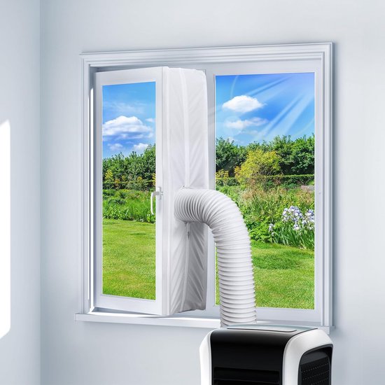 Raamafdichting 300 cm voor mobiele airco en droger – universeel, zonder boren, voor kantel- en schuiframen