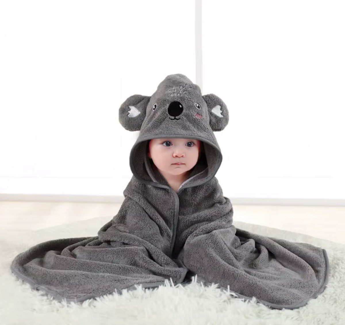 Badcape | Koala | Zachte Fleece | Wikkeldeken | Doek | Capuchon | Baby | Kind | Kraamcadeau