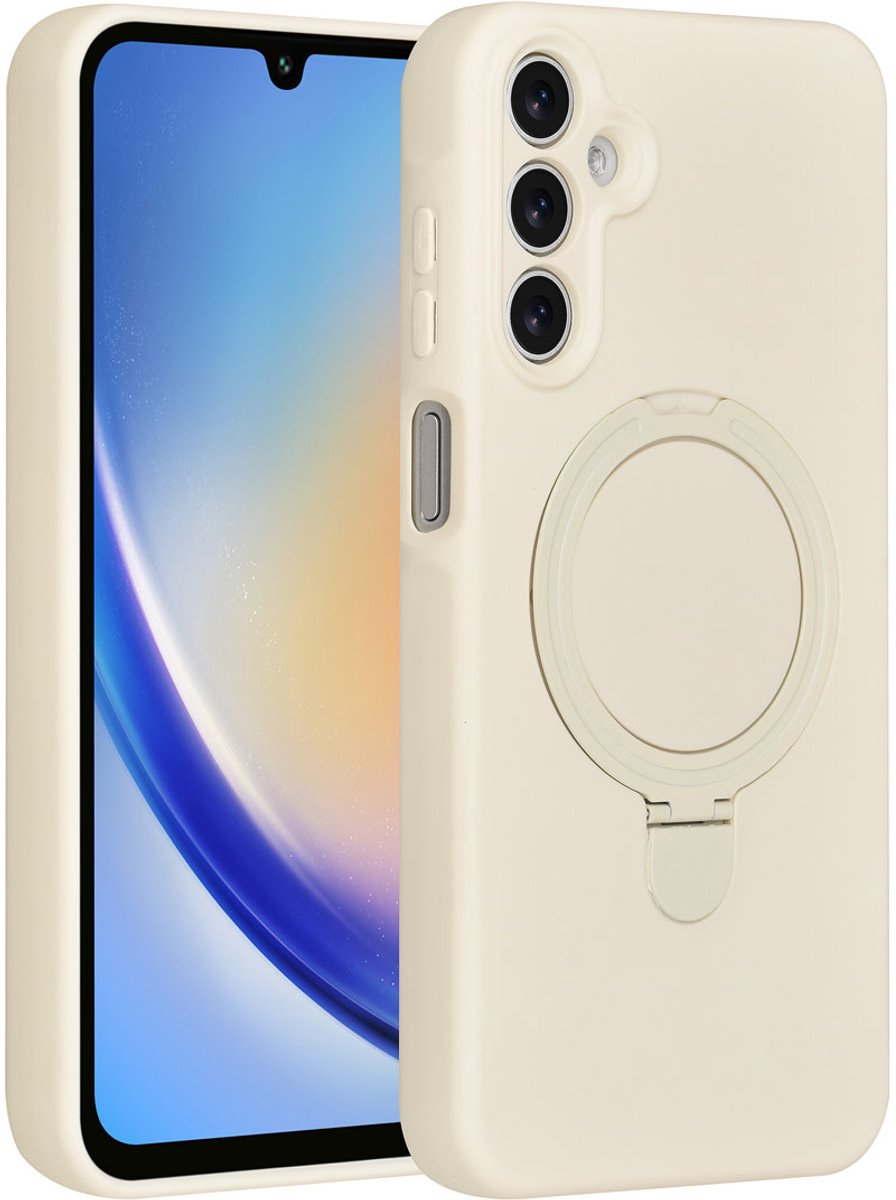 TUNIQ telefoonhoesje voor Samsung Galaxy A16 5G - MagSafe met ringstand en koord - Gebroken wit
