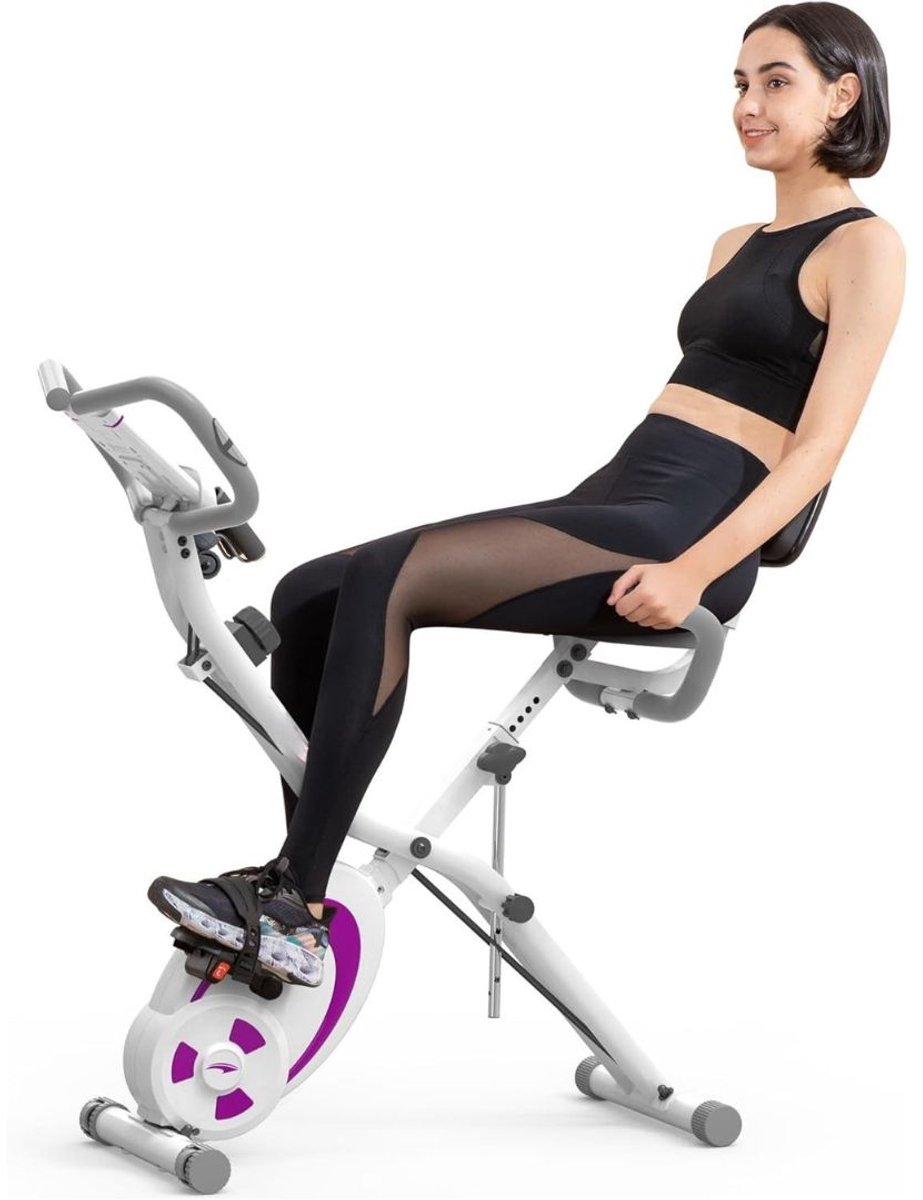SCH® Hometrainer Fiets - Hometrainers Fitness - Hometrainer - Paars - 133cm x 25cm x 47cm