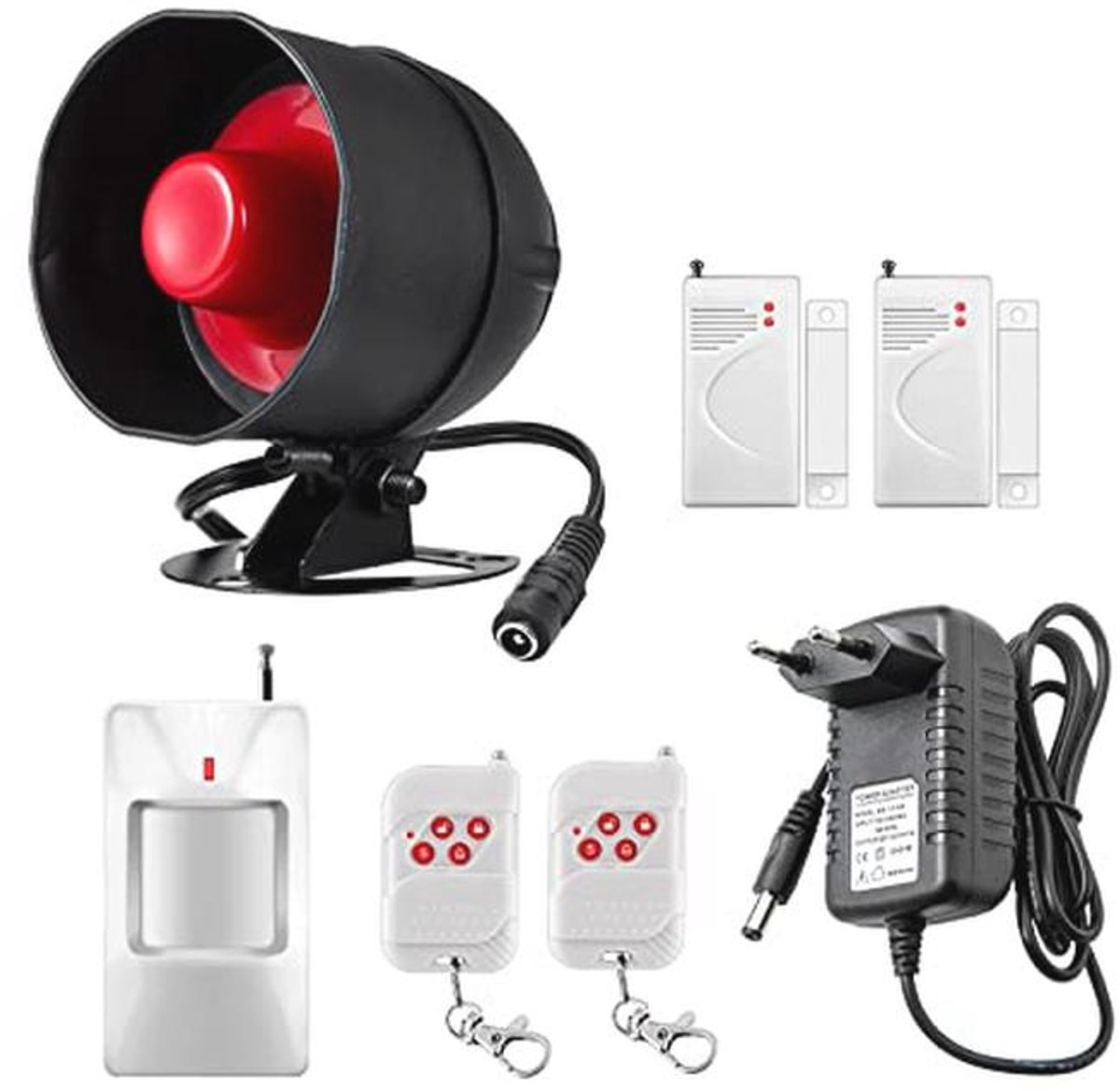 7-delig alarmsysteem met sirene, bewegingssensor en afstandsbediening voor optimale beveiliging