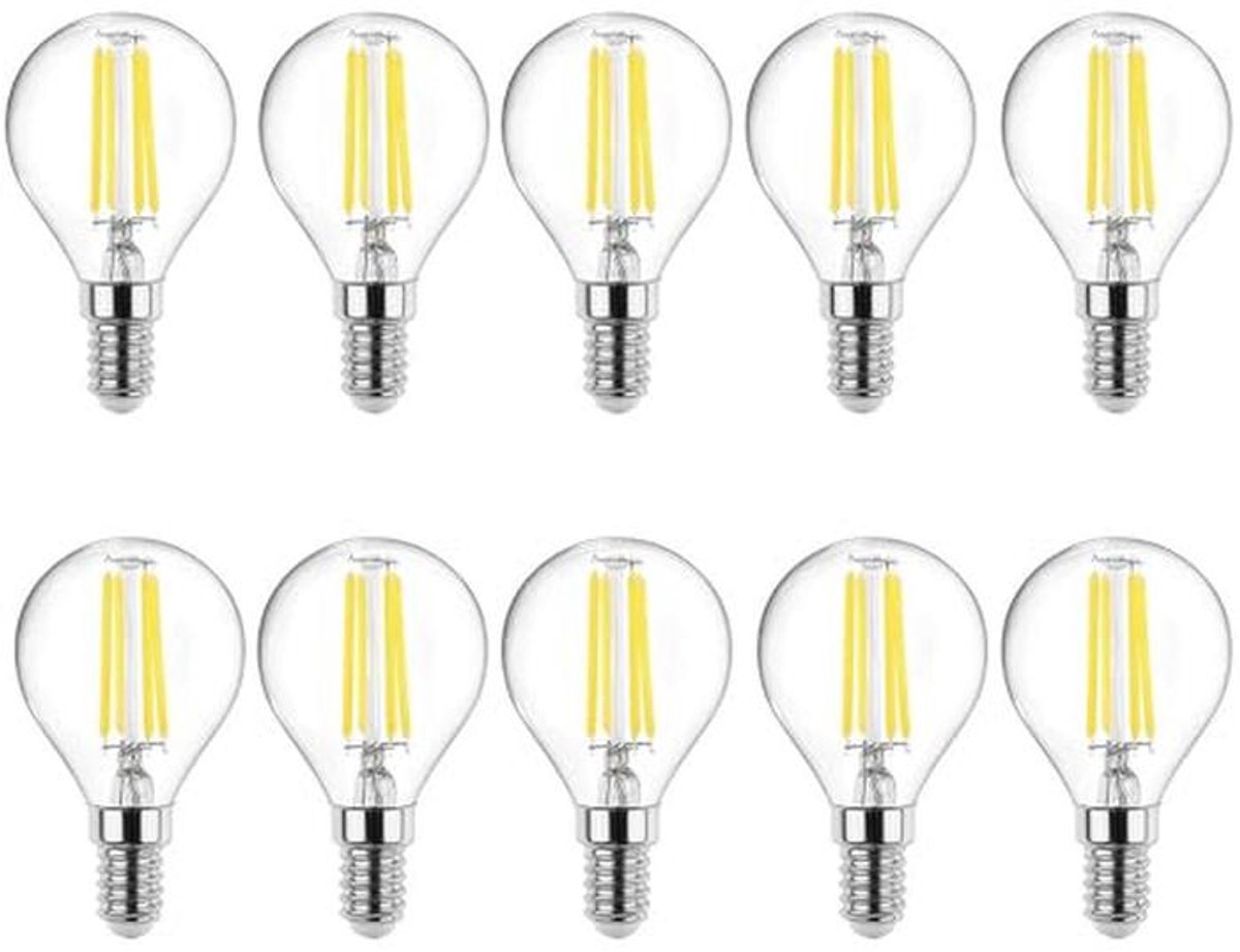 10 Stuks E14 4W LED Lamp - Vervangt 40W Gloeilamp - 400 Lumen - 3000K Warm Wit Licht - Mini Bolvormige Lamp - Duidelijk Glas - 220V-240V