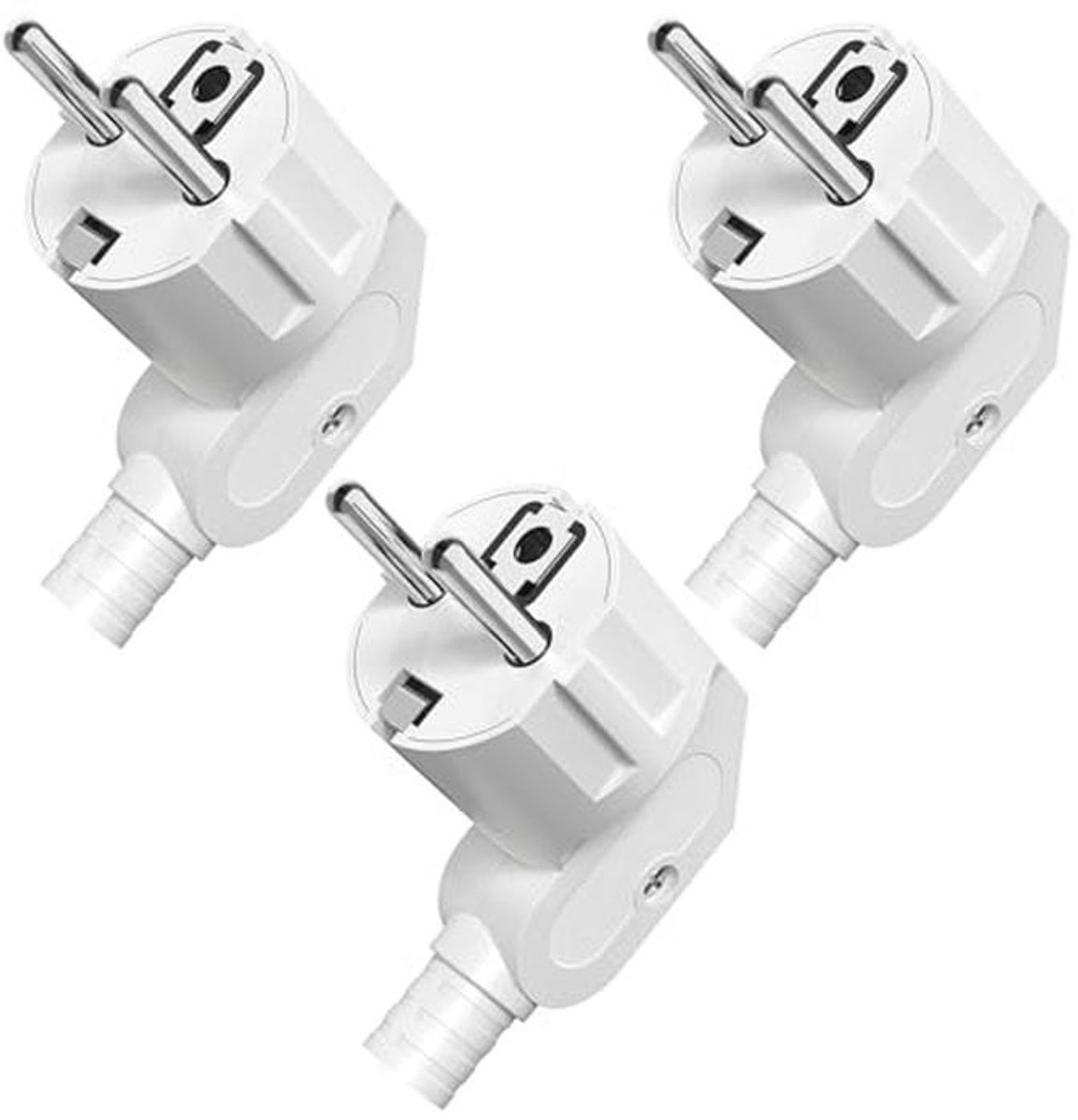 Schuko stekkers met knikbescherming - Geaarde Europese stekker 250V (16A) voor 8-10 mm kabel - 3 stuks