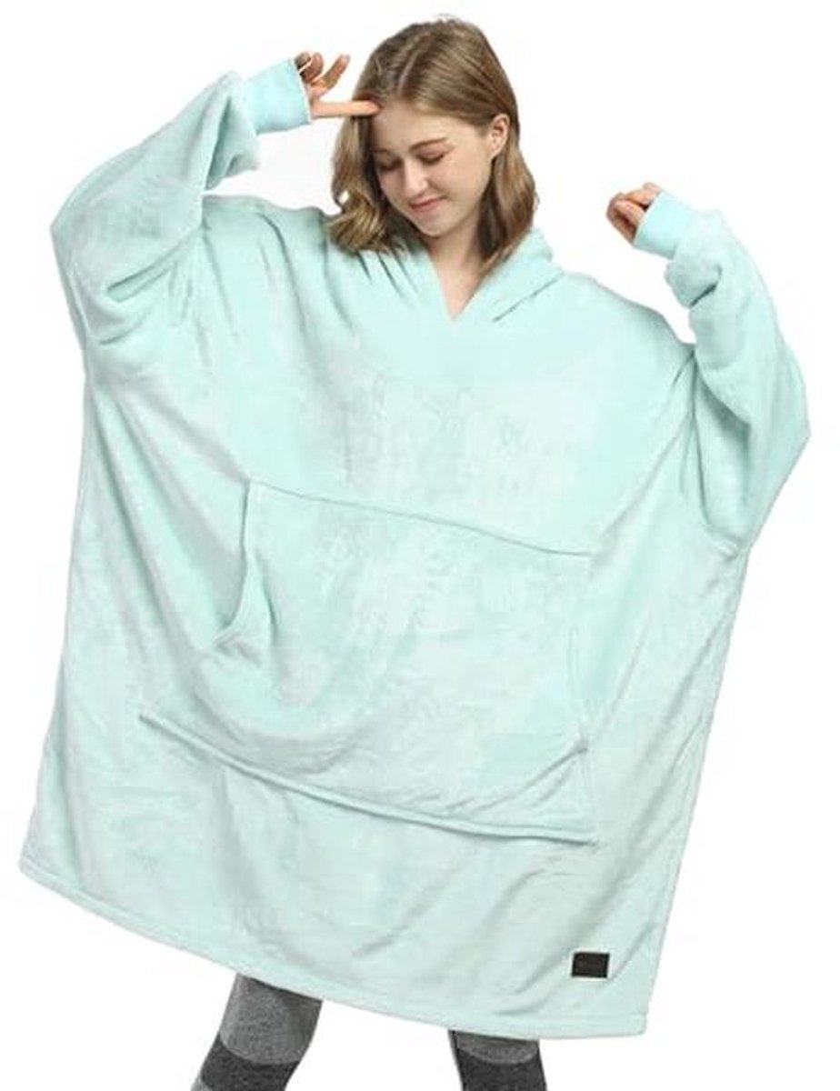 Extra Grote Fleece Capuchondeken voor Volwassenen en Kinderen - Warm, Draagbaar, Met Voorzak