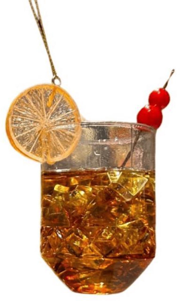 Kerstbal Old Fashioned Cocktail – Handgemaakt Glazen Ornament van Kurt Adler (ca. 10 cm)