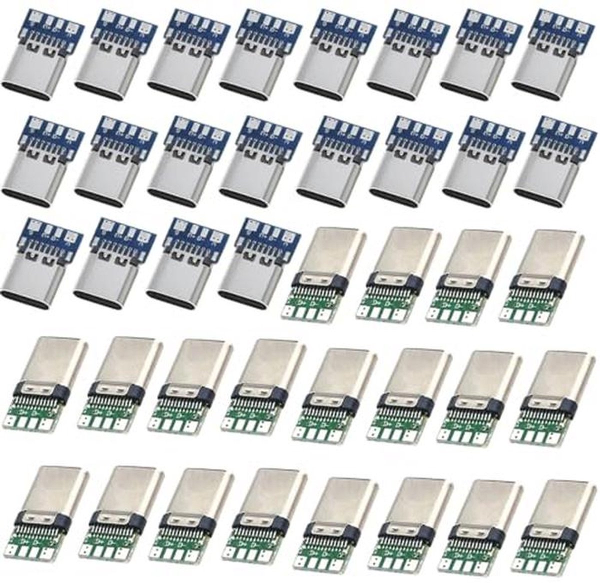 40 Stuks Micro USB C-stekkerbus - 24-Pins USB 3.1 Type C Breakout Board voor Solderen van Draden en Kabels