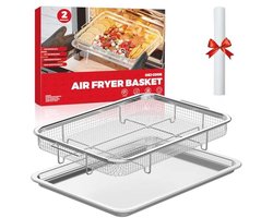 Airfryer Mandje voor Oven - Antiaanbak Koper Bakmand voor Conventie Oven - Ideaal voor Bakken en Krokante Gerechten - Vaatwasmachinebestendig 39.5cm x 29.5cm