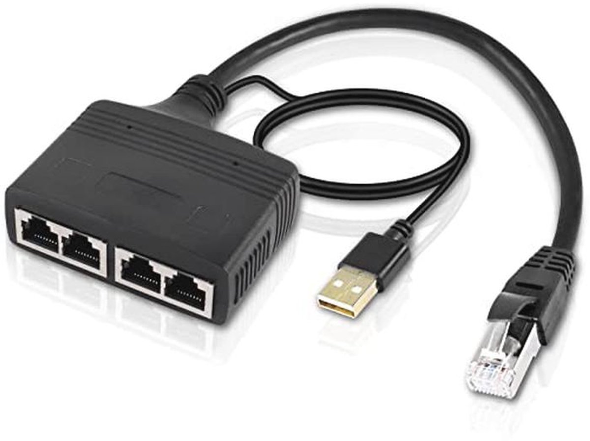 Ethernet Splitter RJ45 Man naar 4 Vrouw Adapter 100Mbps Hoge Snelheid LAN Distributor