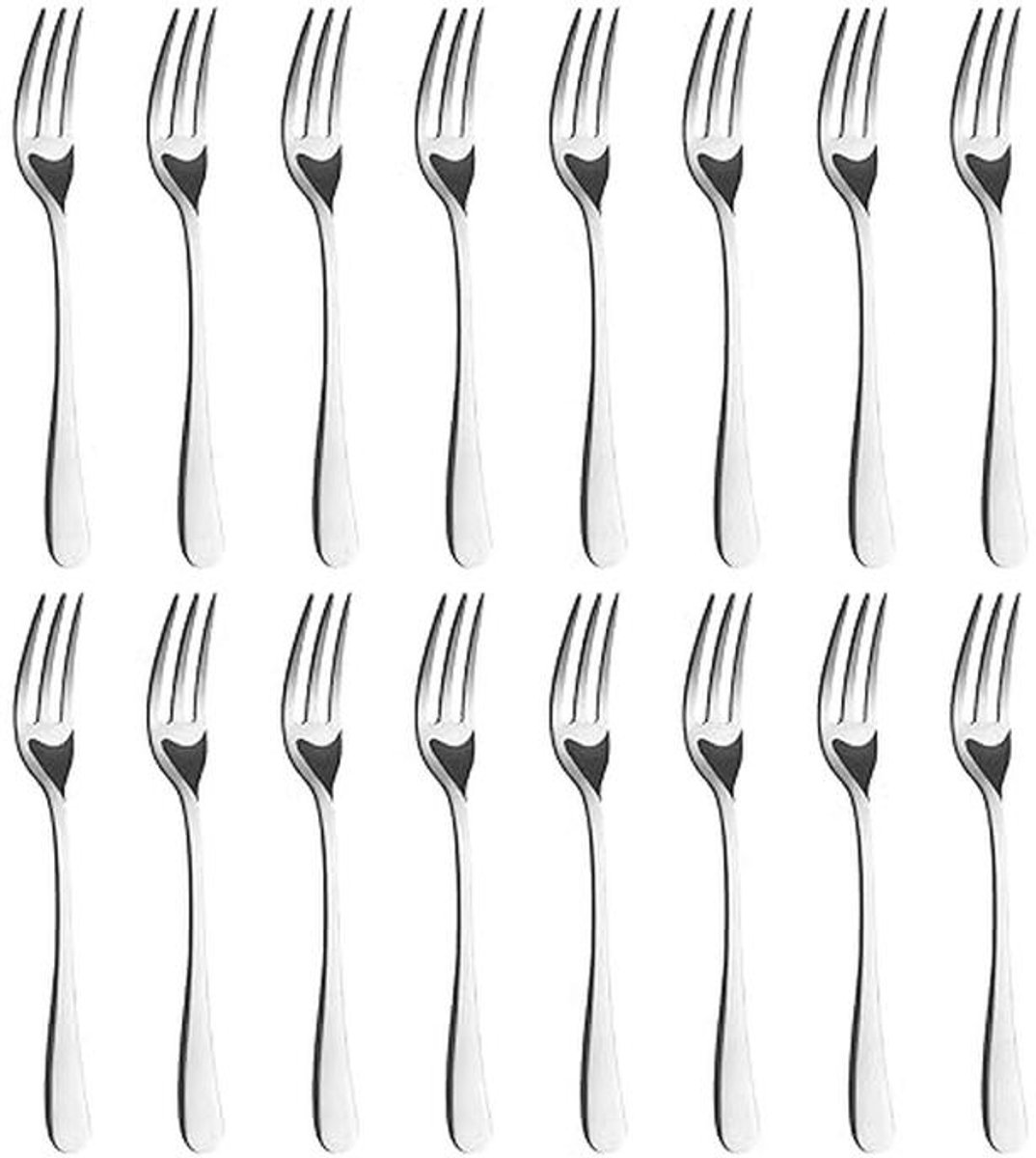 Set van 16 Roestvrijstalen Taartvorkjes - Vaatwasmachinebestendig en Ergonomisch