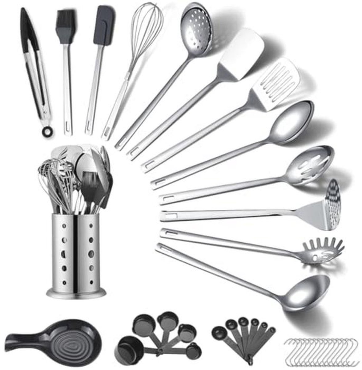 Keukengerei Set 40 Stuks - Compleet Kookgerei met Houder en Keuken Gadgets
